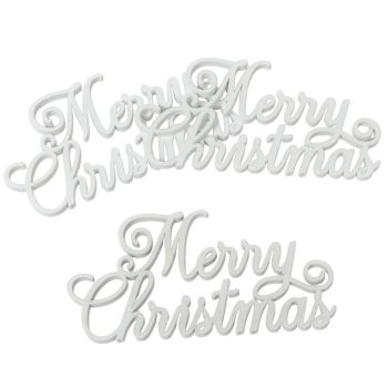 Merry Christmas felirat fehér 15cm 3db-os