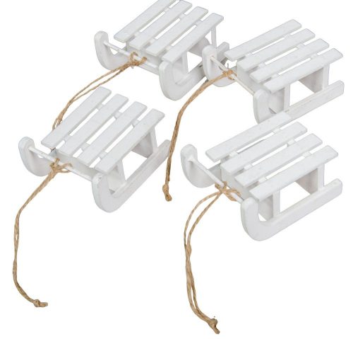 Szánkó fehér akasztós 8cm 4db-os