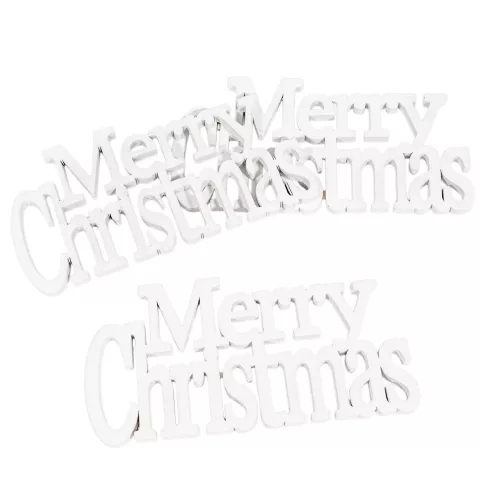 Merry Christmas felirat fehér 14cm 3db-os