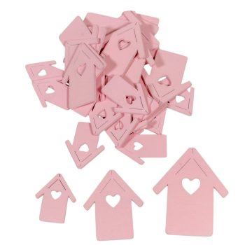 Fa házikó 5-7-9cm rózsaszín 30db-os
