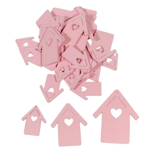 Fa házikó 5-7-9cm rózsaszín 30db-os