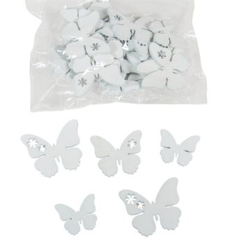 Fa virágmintás pillangó fehér 2,5-3,5-4cm 30db-os