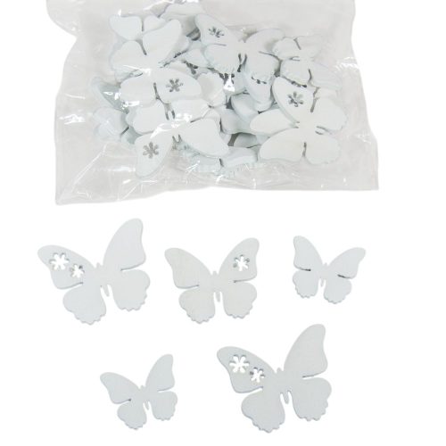 Fa virágmintás pillangó fehér 2,5-3,5-4cm 30db-os