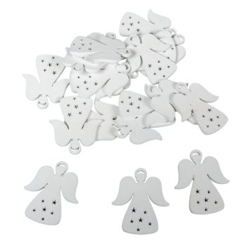 Angyal glóriával fehér fa 5cm 20db-os