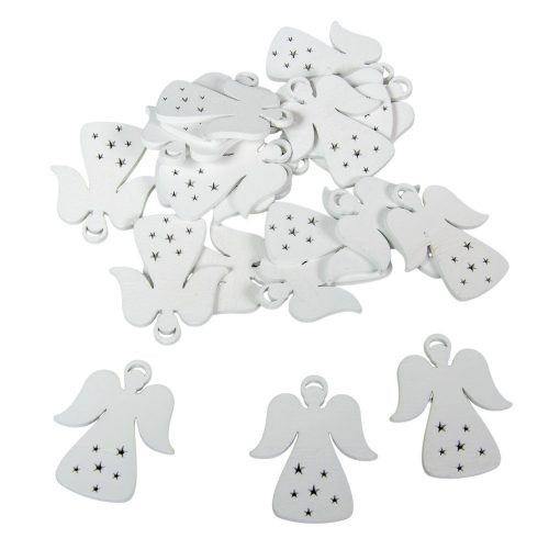 Angyal glóriával fehér fa 5cm 20db-os
