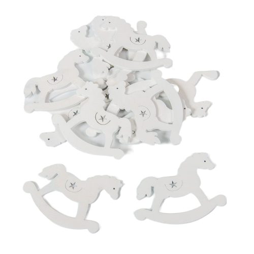 Fehér fa retró hintaló 7cm 12db-os