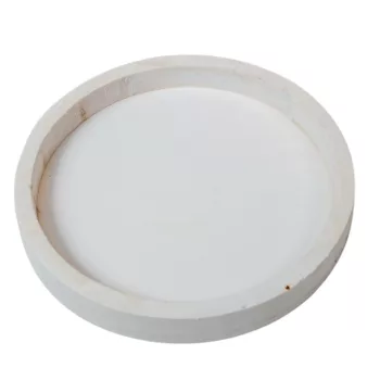 Fa tálca kerek peremes  fehér 20cm 