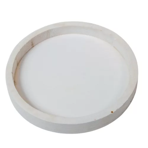 Fa tálca kerek peremes  fehér 20cm 