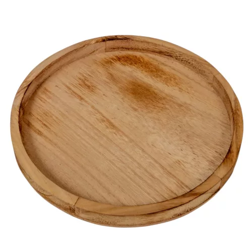 Fa tálca kerek peremes barna D26cm 
