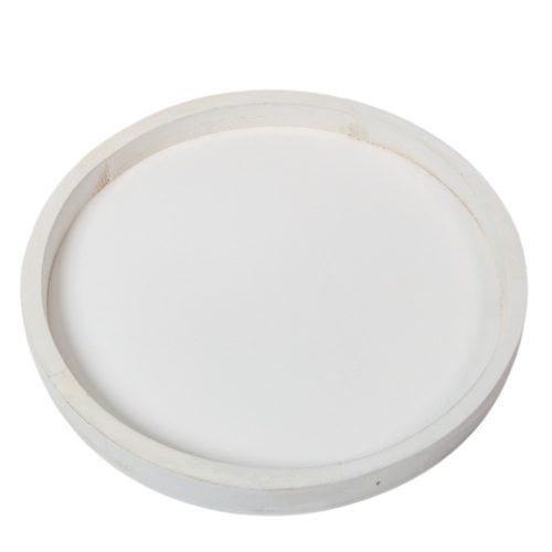 Fa tálca kerek peremes fehér D26cm