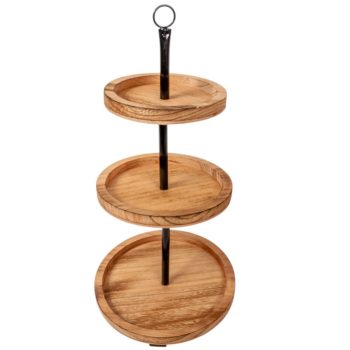 Fa kínálótál 3 szintes natúr M50cm D26-22-18cm