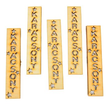 KARÁCSONY biléta natúr fa 10cm 5db-os