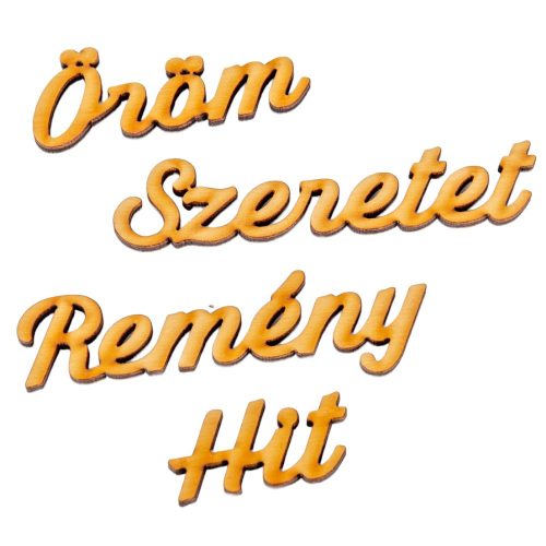 Adventi szavak natúr fa Hit,Remény,Szeretet,Öröm 4-9cm 4db-os csomag