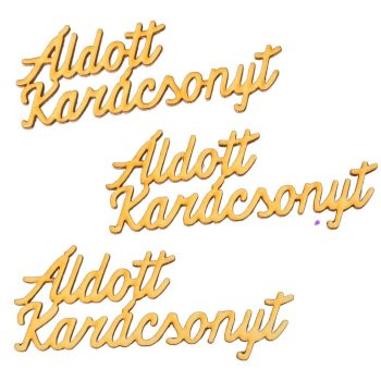 Áldott Karácsonyt felirat natúr fa 10cm 3db-os