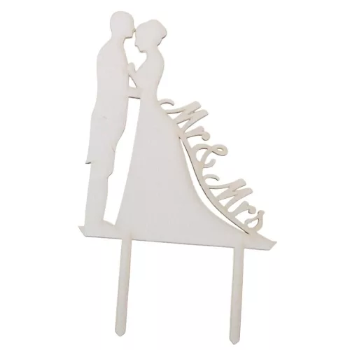 Fa Tortadísz "Mr&Mrs" fehér  17cm