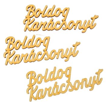 Boldog Karácsonyt felirat natúr fa 10cm 3db-os