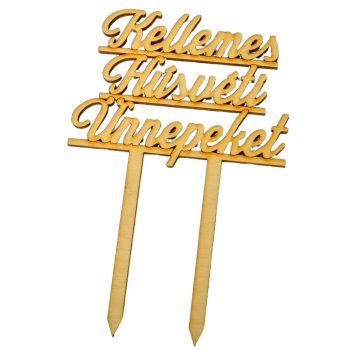   Natúr fa beszúrós Kellemes Húsvéti ünnepeket felirat 15cm