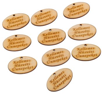   Natúr fa Kelemes Húsvéti Ünnepeket ovál tábla 4cm 10db-os