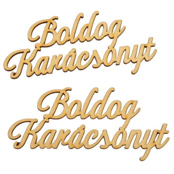 Bodog Karácsonyt felirat natúr fa 14cm 2db-os