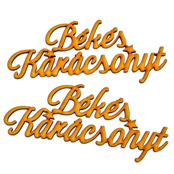 Békés Karácsonyt felirat natúr fa 14cm 2db-os