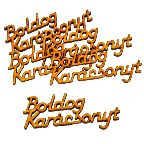 Boldog Karácsonyt felirat natúr fa 7cm 5db-os