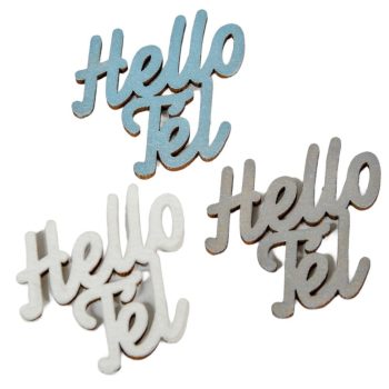   Ezüst "Hello Tél" felirat színes 4,5x4,2cm 3db/csomag