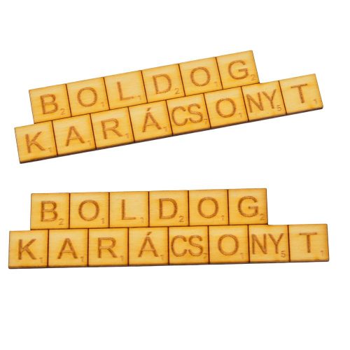 Boldog Karácsonyt scrabble tábla natúr fa 12cm 2db-os