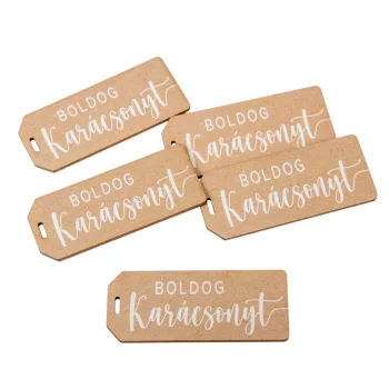   Nyomtatott dekorkarton Boldog karácsonyt biléta 5,5cm 5db-os