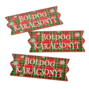   Nyomtatott dekorkarton Karácsonyi szalag tábla  piros-zöld 8cm3db-os