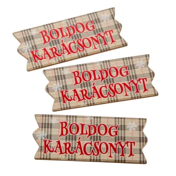   Nyomtatott dekorkarton karácsonyi szalag tábla burberry 8cm 3db-os