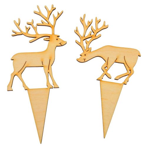 Szarvas beszúrós natúr fa 15cm 2db-os