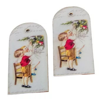 Nyomtatott fa tábla Vintage székes 9cm 2db-os