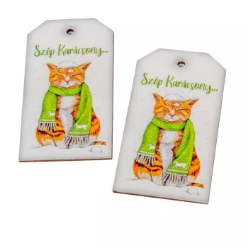 Nyomtatott fa tábla Vintage Szép karácsony... 9cm 2db-os