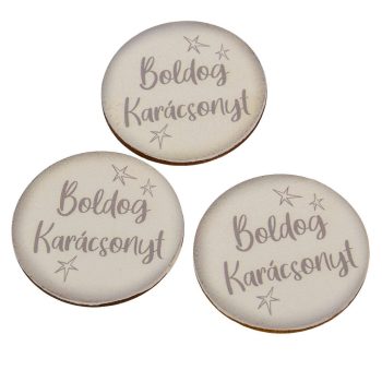   Nyomtatot tábla Boldog karácsonyt 5cm fehér-szürke 3db-os