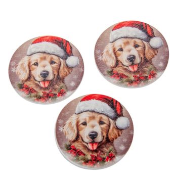   Nyomtatott dekorkarton  karácsonyi golden retriever 5cm 3db-os