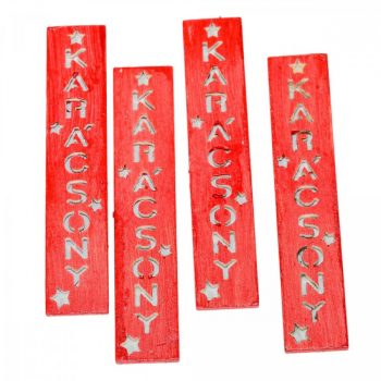 Karácsony feliratos biléta piros 10cm 4db-os