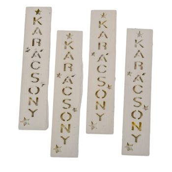 Karácsony feliratos biléta szürke 10cm 4db-os