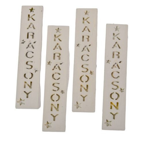 Karácsony feliratos biléta szürke 10cm 4db-os