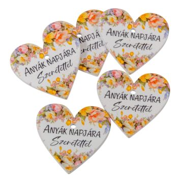 Nyomtatott fa tábla Anyák napjára - virágos 4cm 5db-os