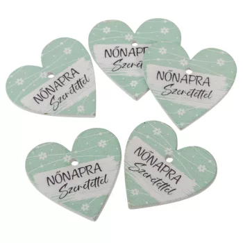 Nyomtatott fa tábla  Nőnapra menta 4cm 5db-os