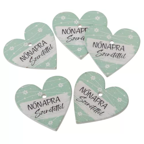 Nyomtatott fa tábla  Nőnapra menta 4cm 5db-os
