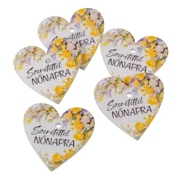 Nyomtatott fa tábla  Nőnapra virágos 4cm 5db-os