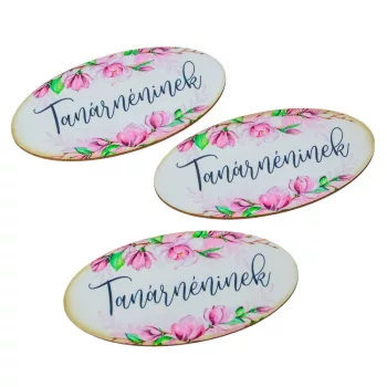   Nyomtatott dekorkarton - Tanárnéninek ovál tábla 8cm 3db-os