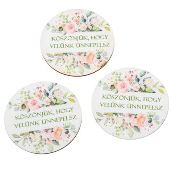   Nyomtatott dekorkarton - Köszönjük, hogy velünk ünnepelsz 5cm 3db-os