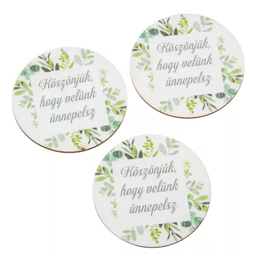 Nyomtatott dekorkarton - Köszönjük, hogy velünk ünnepelsz 5cm 3db-os