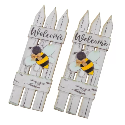 Nyomtatott dekorkarton  Fehér kerítés méhecskével 15cm 2db-os