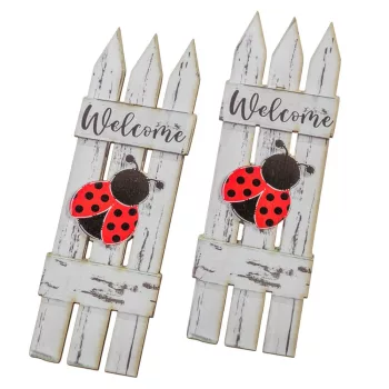   Nyomtatott dekorkarton Fehér kerítés katicával 15cm 2db-os