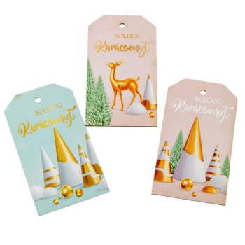   Nyomtatott dekorkarton -Boldog karácsonyt biléta 9cm 3db-os