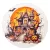 Nyomtatott fa tábla koszorú közép  Halloween kastély 11,8cm