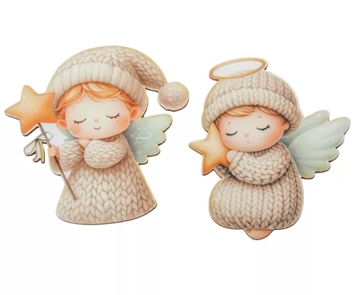 Nyomtatott dekorkarton angyal 8cm 2db-os